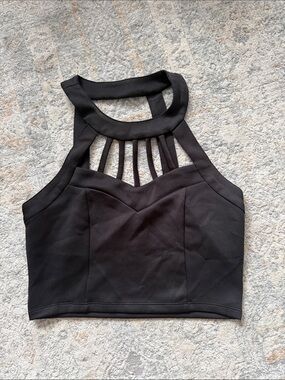 Forever 21 Black Strappy Halter Crop Top